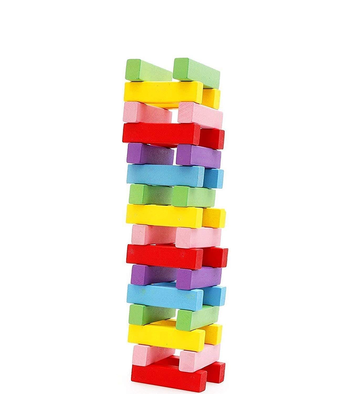 3902 Wooden Blocks, Colorful Wooden Tumbling Tower, Stacking and Balancing Block Toys with Dices for Kids & Adults (54 Pcs) - SkyShopy 3902 Wooden Blocks, Colorful Wooden Tumbling Tower, Stacking and Balancing Block Toys with Dices for Kids & Adults (54 Pcs) - SkyShopy